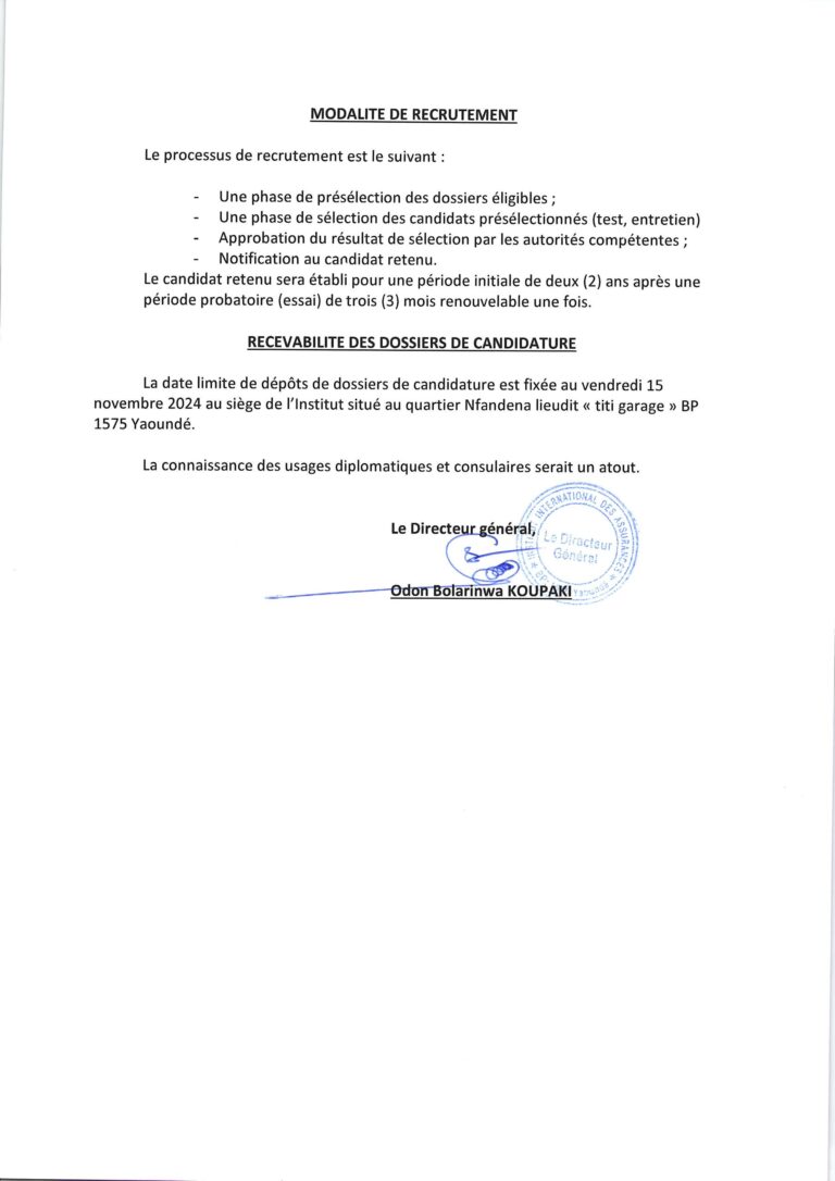 AVIS D'APPEL A CANDIDATURES POUR LE RECRUTEMENT D'UN(E) ASSISTANT(E) RH ...